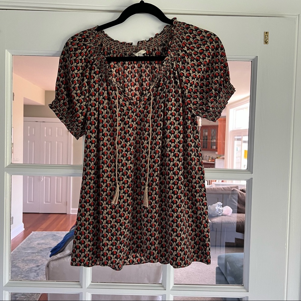 Joie silk elephant print top